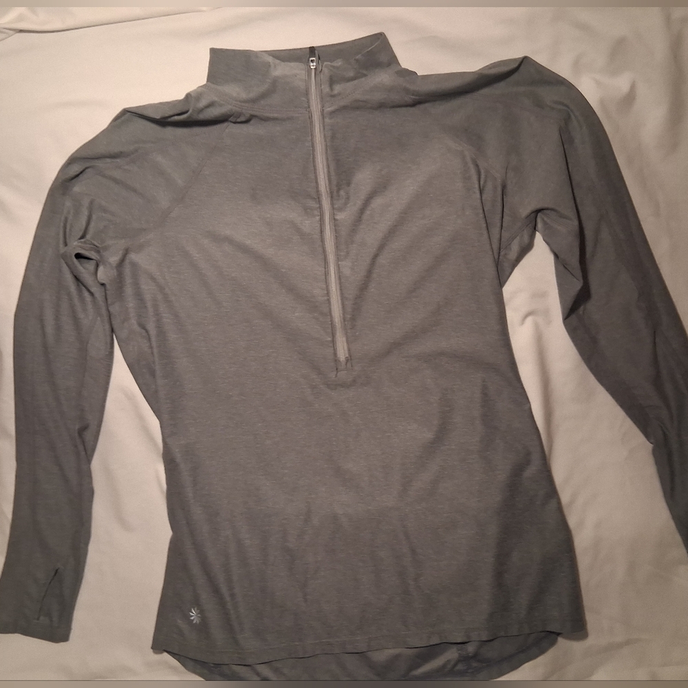 Athleta Charcoal Long Sleeve Quarter-Zip Top